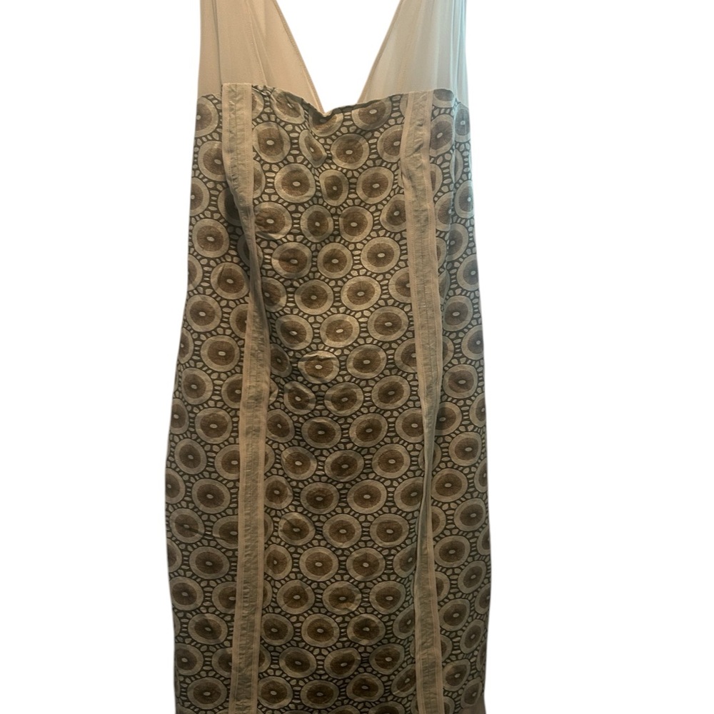 Isabel Toledo Cream and Brown Printed Sleeveless Dress
